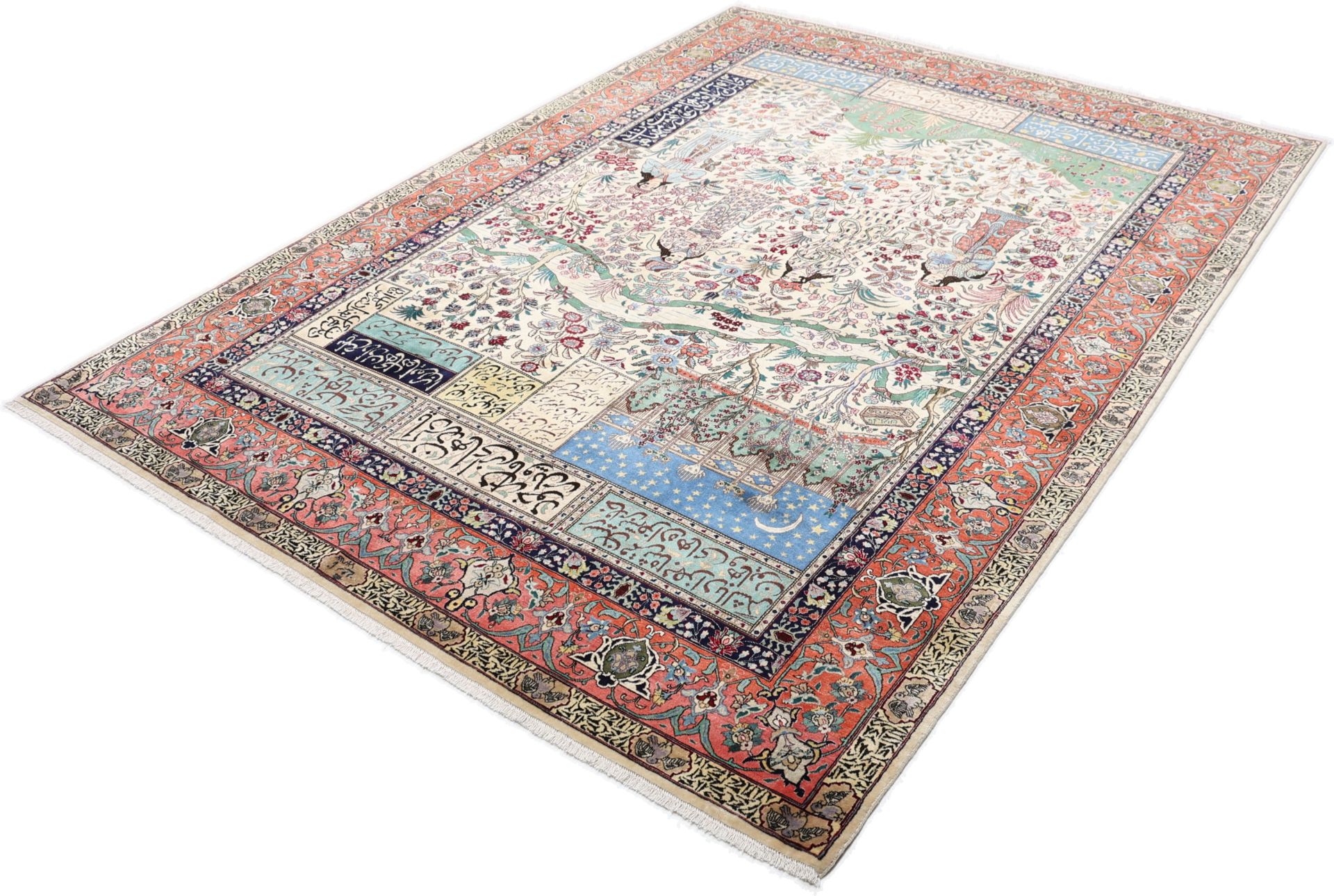 Hand-Knotted Wool & Silk Tabriz Persian Rug, 195 × 265 cm