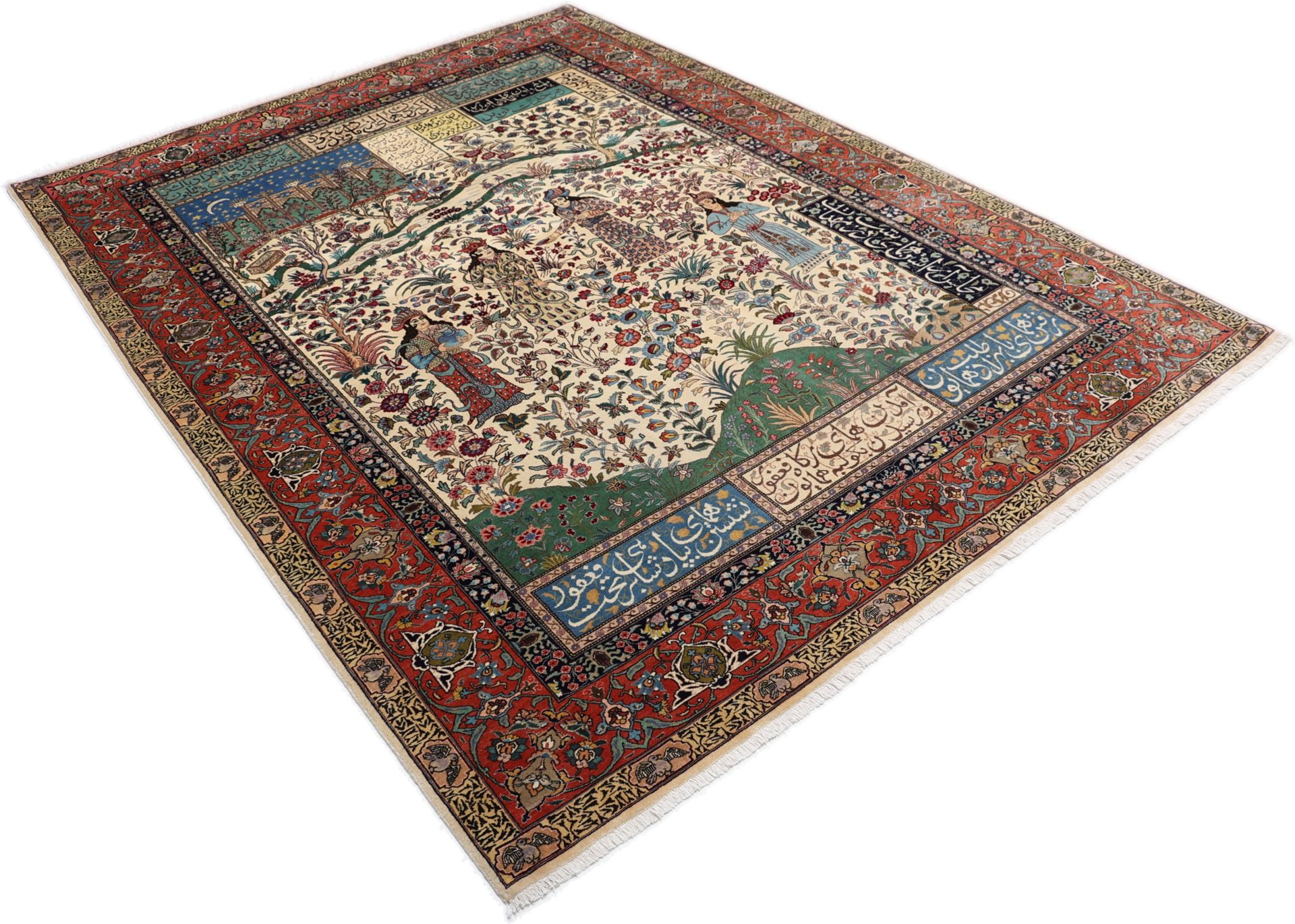 Hand-Knotted Wool & Silk Tabriz Persian Rug, 195 × 265 cm