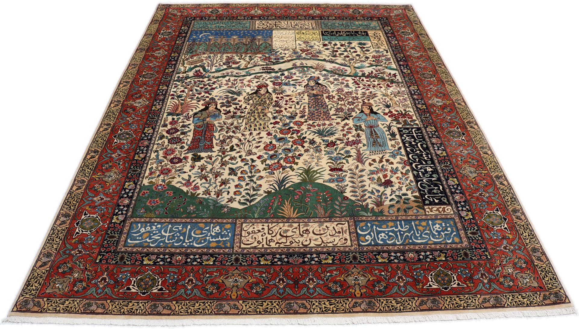 Hand-Knotted Wool & Silk Tabriz Persian Rug, 195 × 265 cm