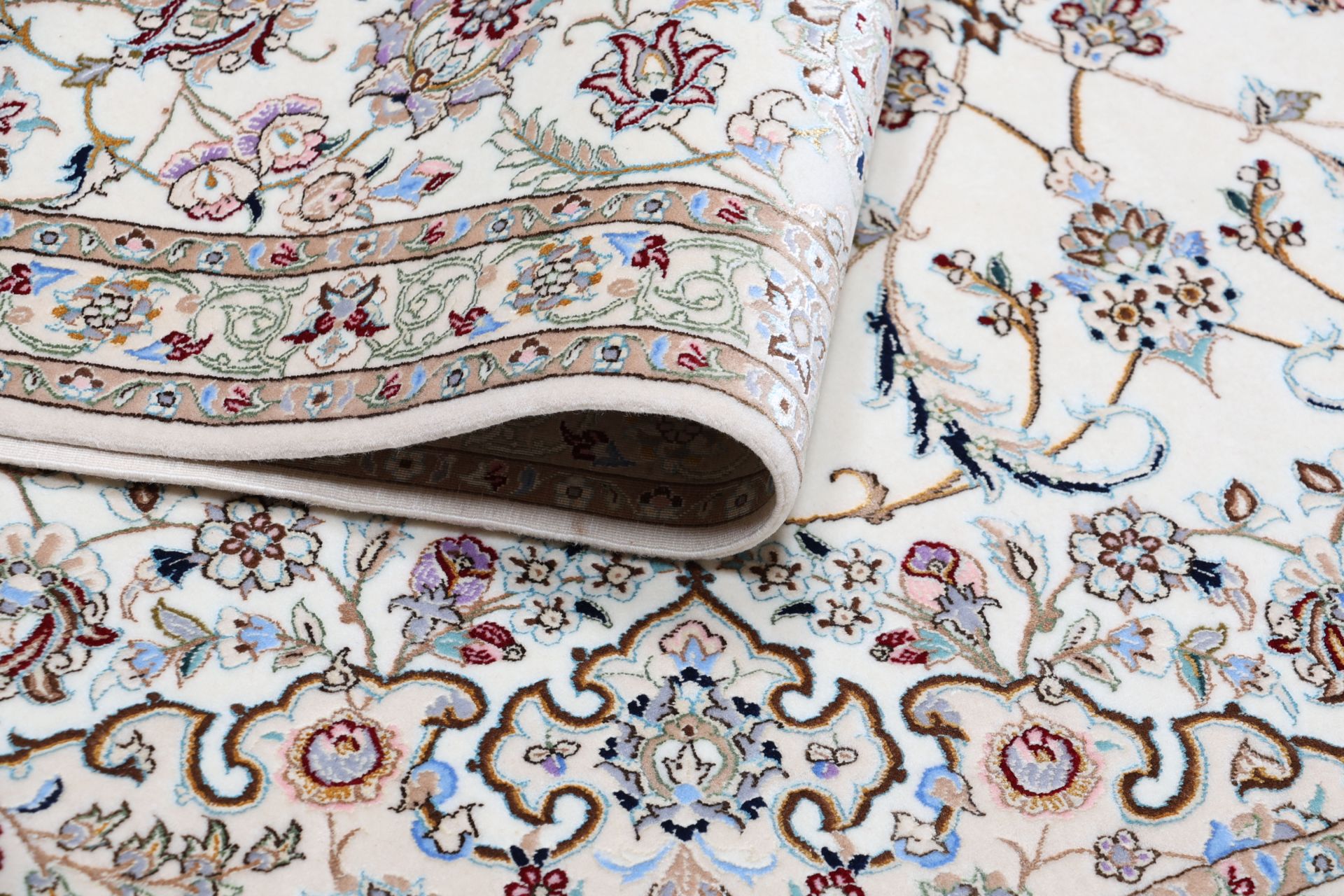 Nain Persian Rug — hand-knotted, 206 × 256 cm, Wool & Silk