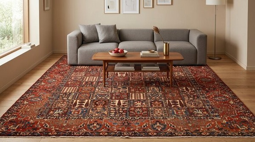 Bakhtiari Persian Rug — hand-knotted, 422 × 320 cm, Wool