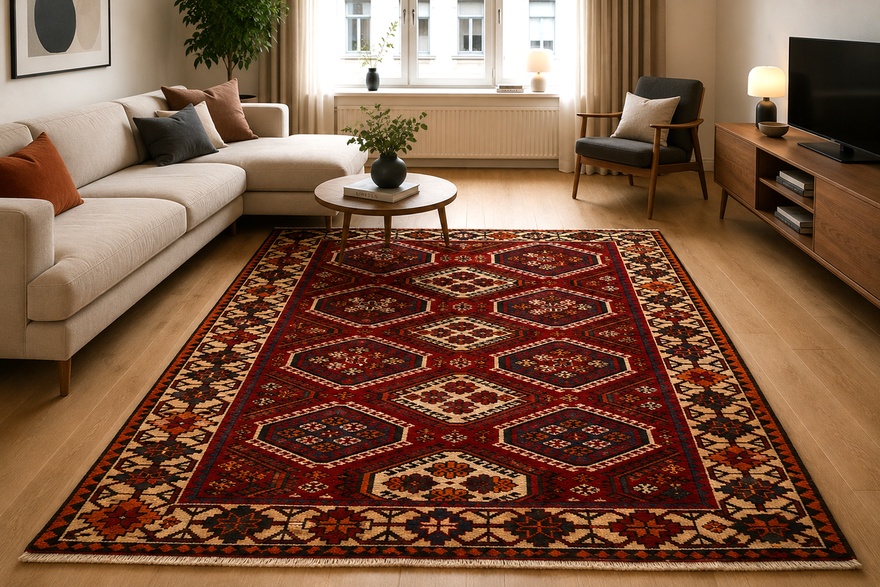 Bakhtiari Persian Rug — hand-knotted, 298 × 152 cm, Wool