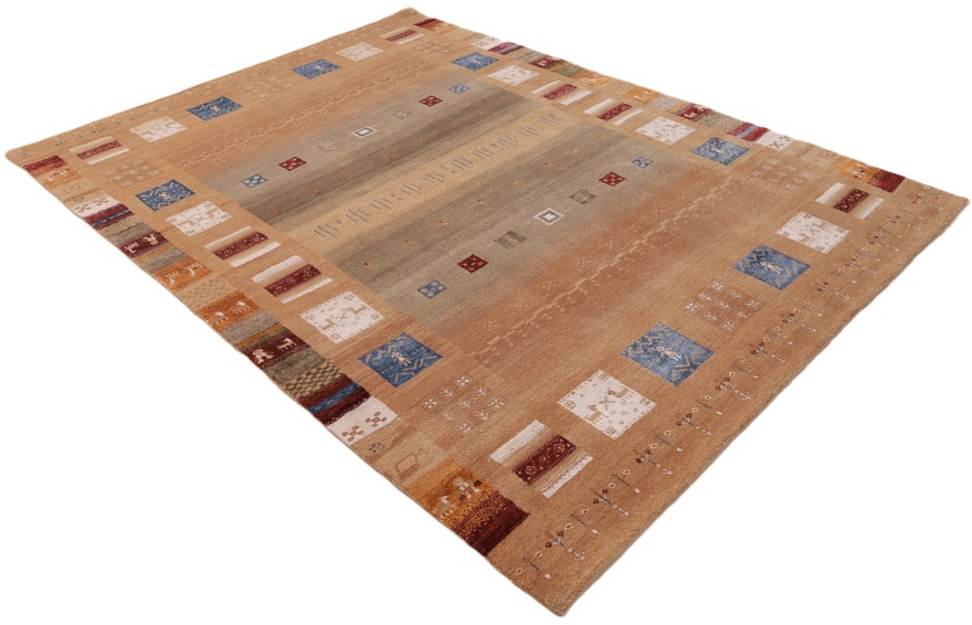 orientteppich-indien-251-x-179-cm-wolle-handgeknupft-rot-orange-2 Hand-Knotted Wool Loribaft Indian Rug, 251 × 179 cm
