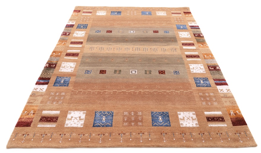 orientteppich-indien-251-x-179-cm-wolle-handgeknupft-rot-orange-3 Hand-Knotted Wool Loribaft Indian Rug, 251 × 179 cm