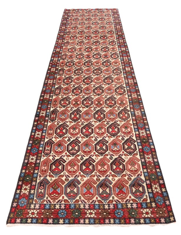 Afshar Persian Rug — hand-knotted, 339 × 90 cm, Wool