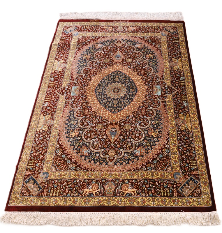 Qom Persian Rug 118 × 80 cm, Silk, hand-knotted