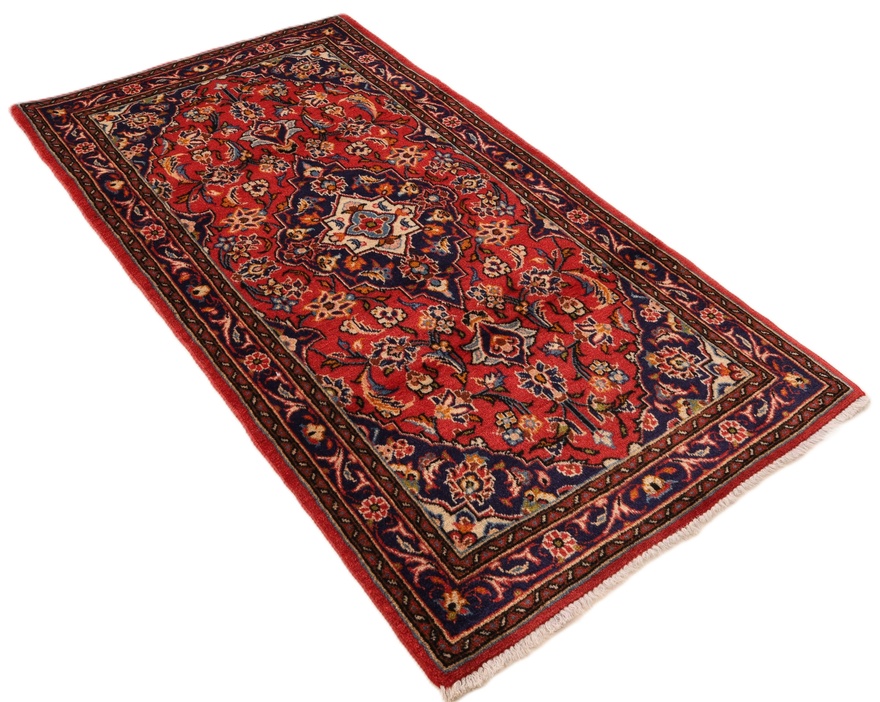 Hand-Knotted Wool Kashan Persian Rug, 148 × 79 cm