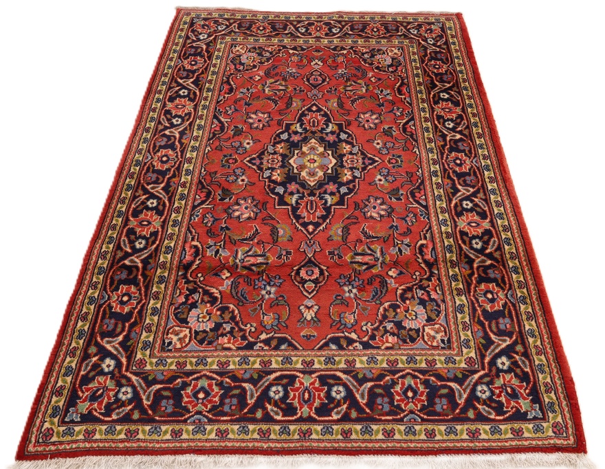 Hand-Knotted Wool Kashan Persian Rug, 164 × 106 cm