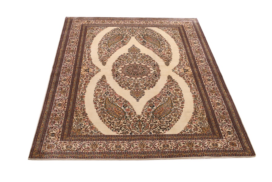 Hand-Knotted Silk Kashmir Indian Rug, 191 × 124 cm