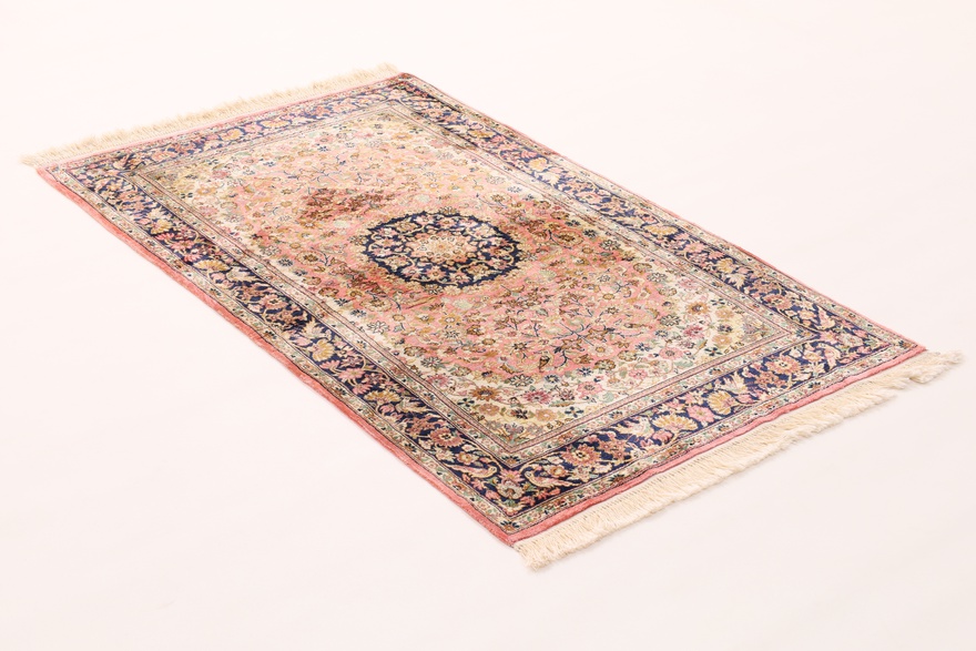 Hand-Knotted Silk Kashmir Indian Rug, 154 × 93 cm
