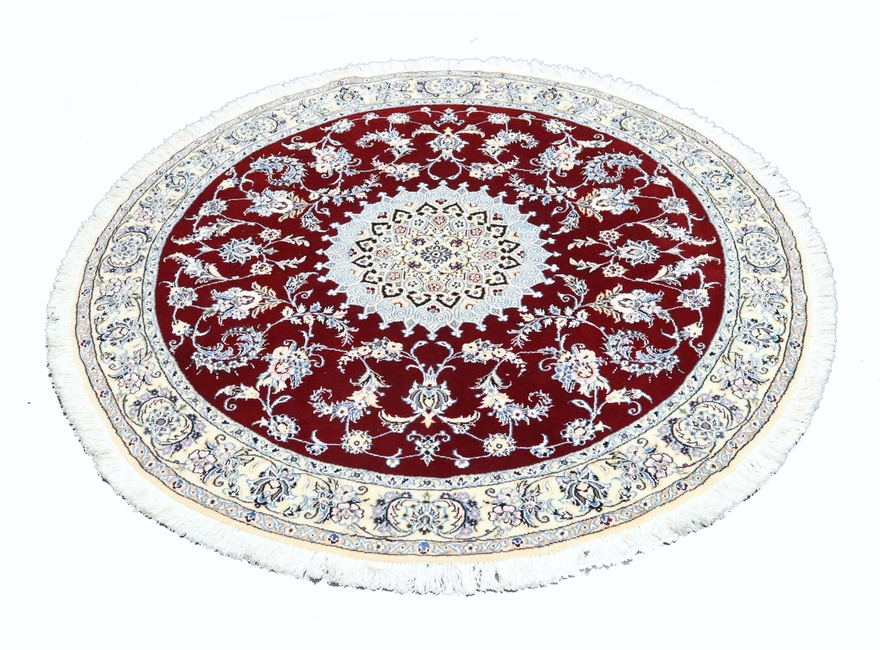 Nain Persian Rug — hand-knotted, 145 × 145 cm, Wool & Silk