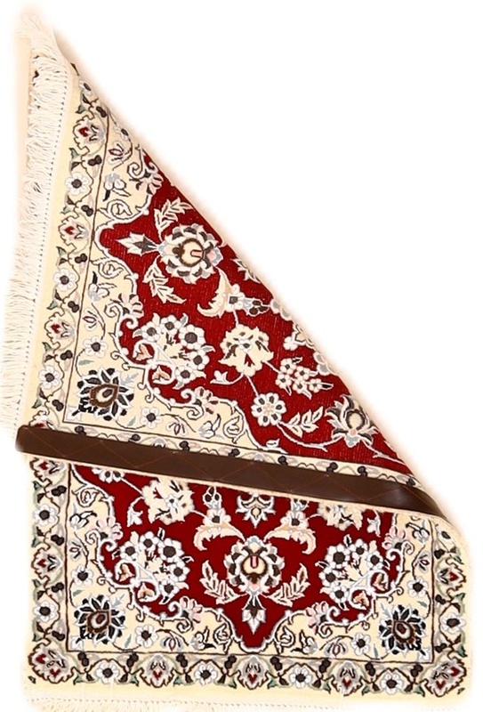Hand-Knotted Wool & Silk Nain Persian Rug, 90 × 60 cm
