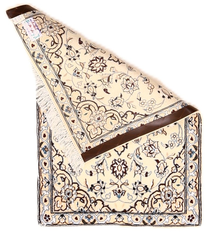 Hand-Knotted Wool & Silk Nain Persian Rug, 90 × 60 cm