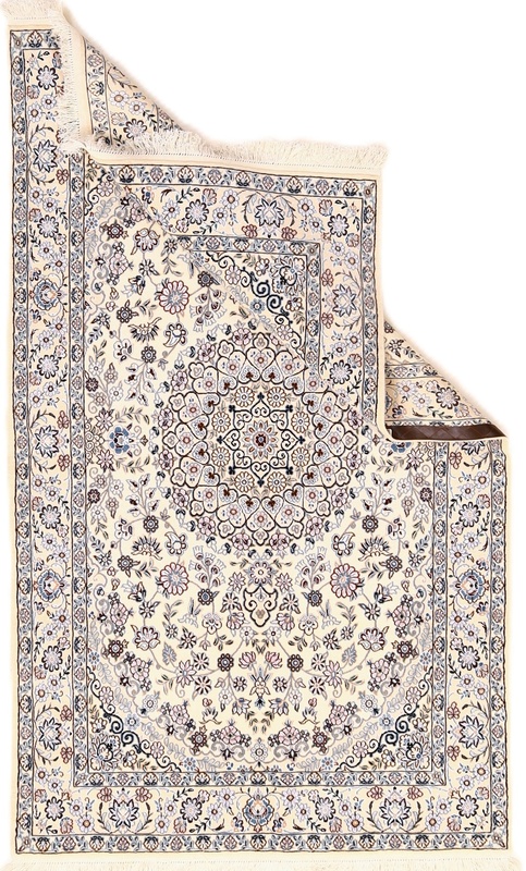 Hand-Knotted Wool & Silk Nain Persian Rug, 211 × 130 cm