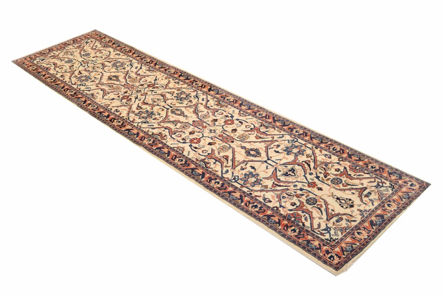 Hand-Knotted Wool Sarouk Persian Rug, 322 × 82 cm