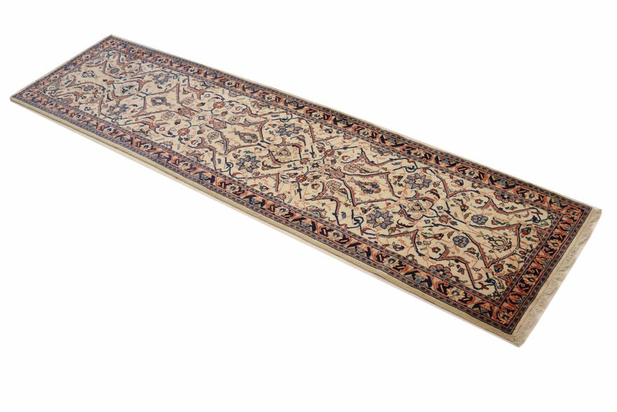 Hand-Knotted Wool Sarouk Persian Rug, 322 × 82 cm