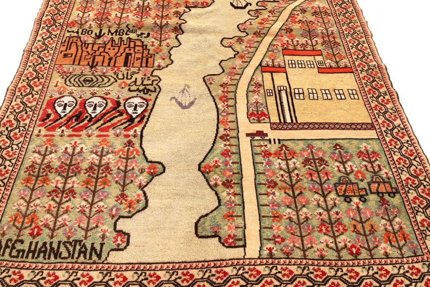 Antique Afghan Rug — 205 × 133 cm, Wool & Silk