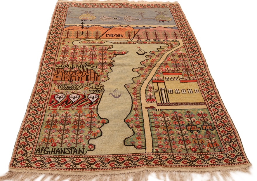 Antique Afghan Rug — 205 × 133 cm, Wool & Silk