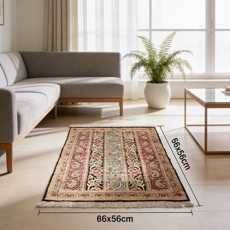 Antique Qom Persian Rug, 86 × 56 cm, Silk
