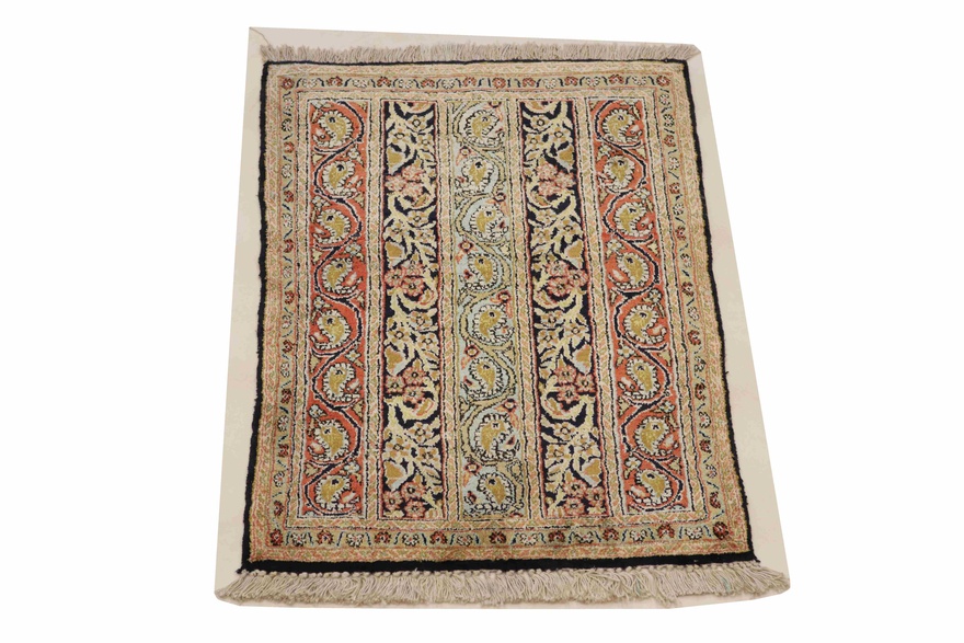 Antique Qom Persian Rug, 86 × 56 cm, Silk