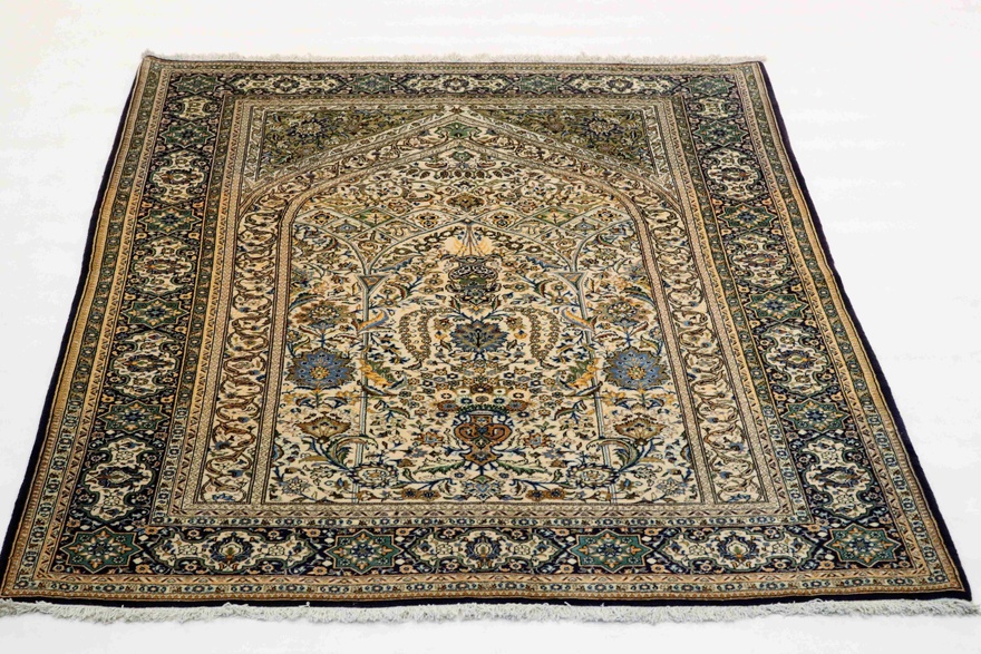 Antique Wool Qom Persian Rug, 205 × 145 cm