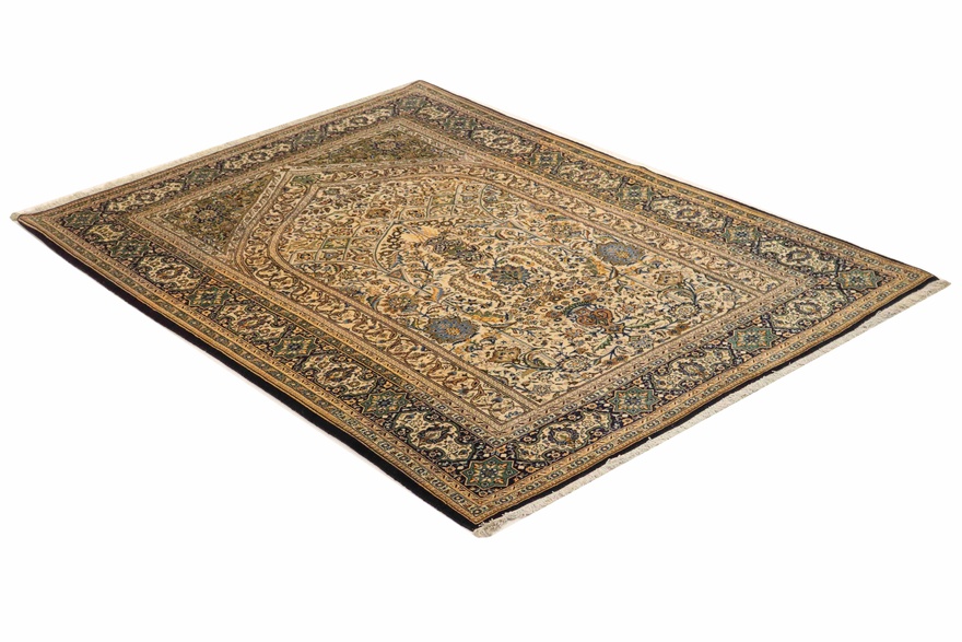Antique Wool Qom Persian Rug, 205 × 145 cm
