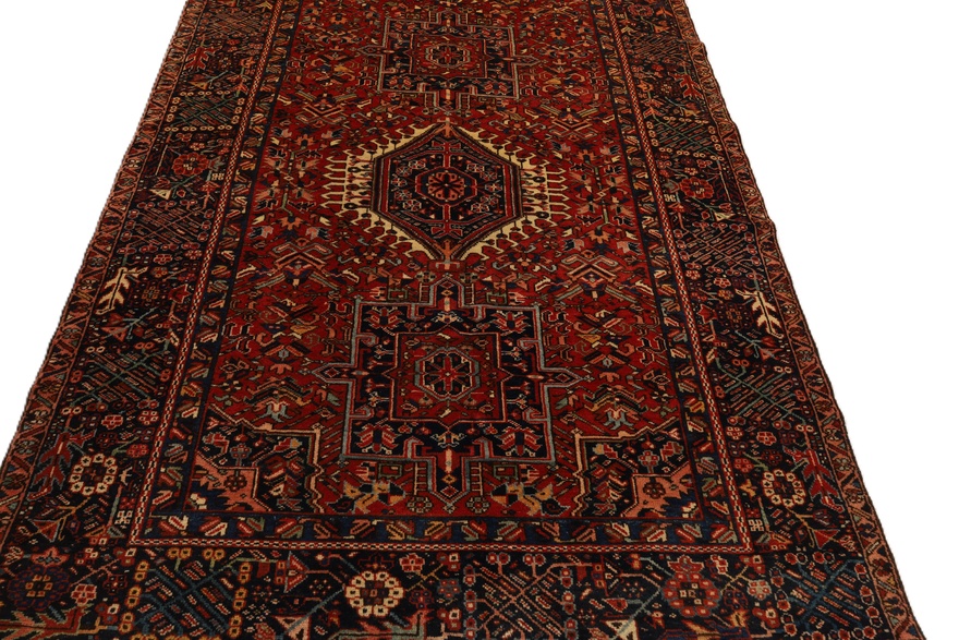 Antique Heriz Persian Rug — 390 × 145 cm, Wool & Silk