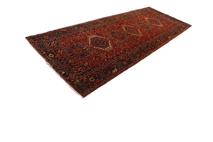 Antique Heriz Persian Rug — 390 × 145 cm, Wool & Silk