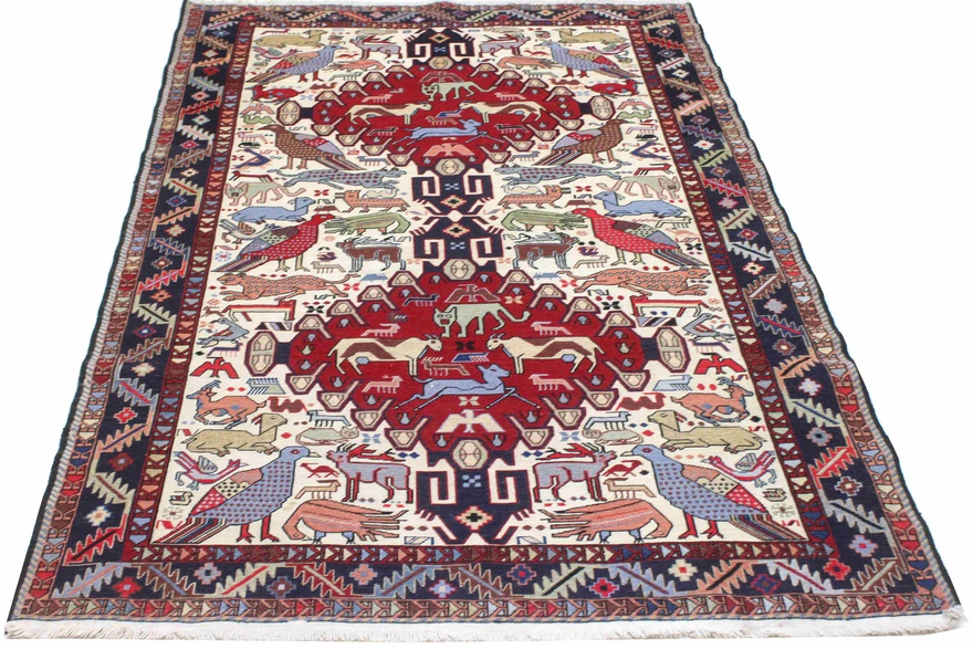 Antique Wool & Silk Kilim Persian Rug, 200 × 125 cm