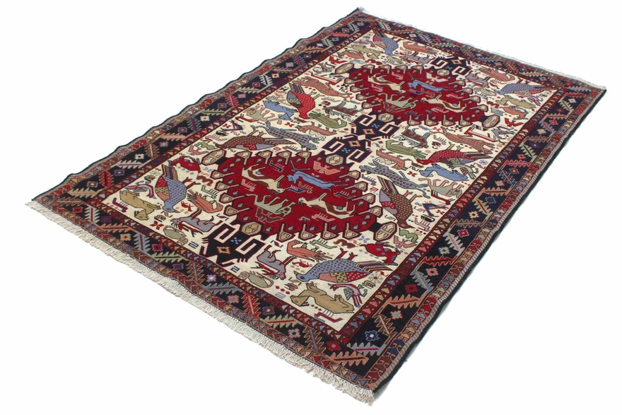 Antique Wool & Silk Kilim Persian Rug, 200 × 125 cm