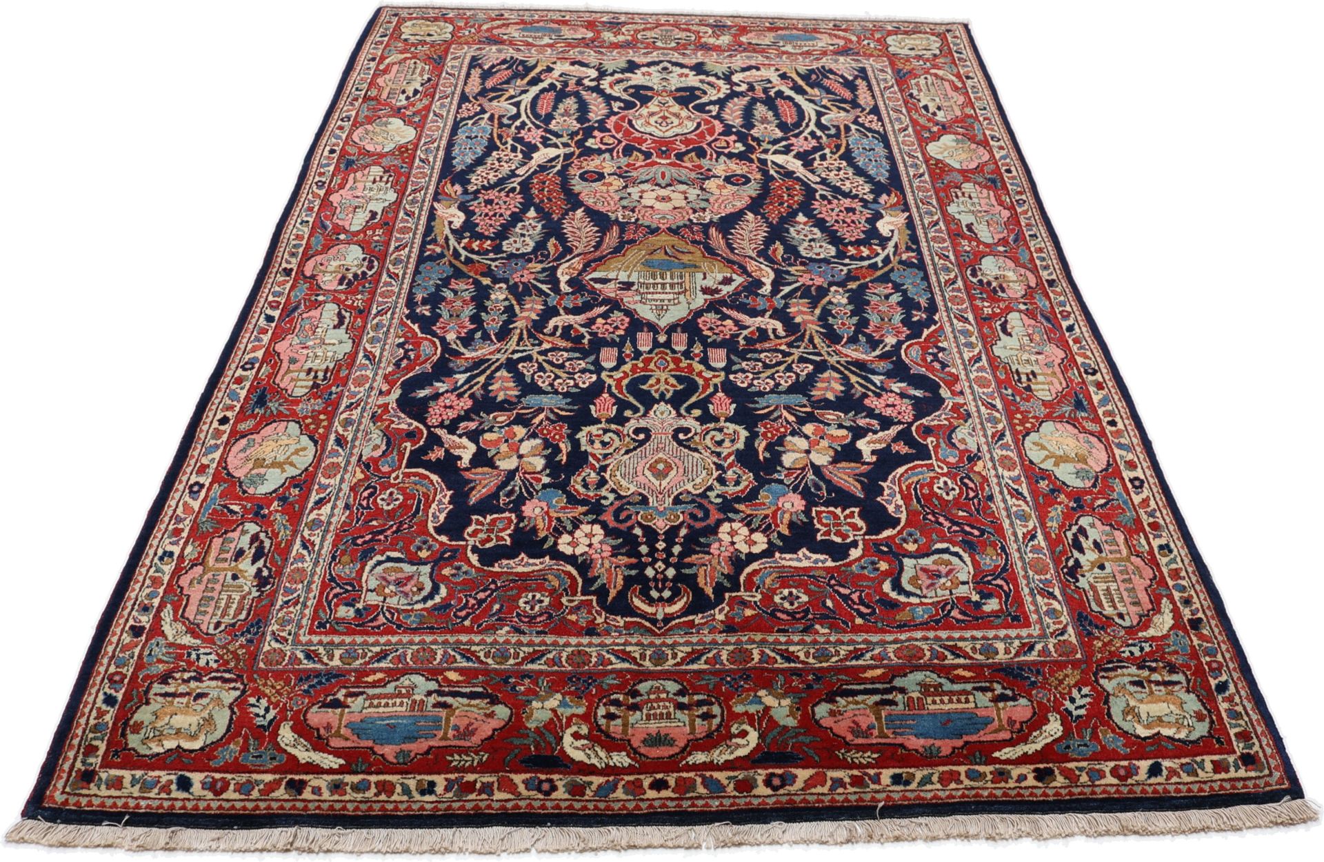 Antique Wool Kashan Persian Rug, 130 × 205 cm