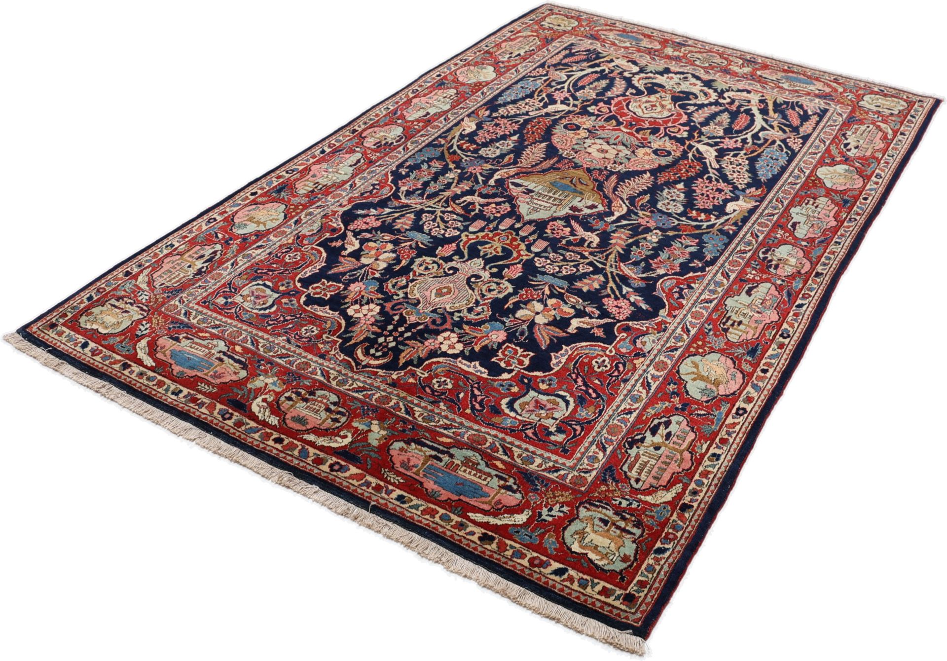 Antique Wool Kashan Persian Rug, 130 × 205 cm
