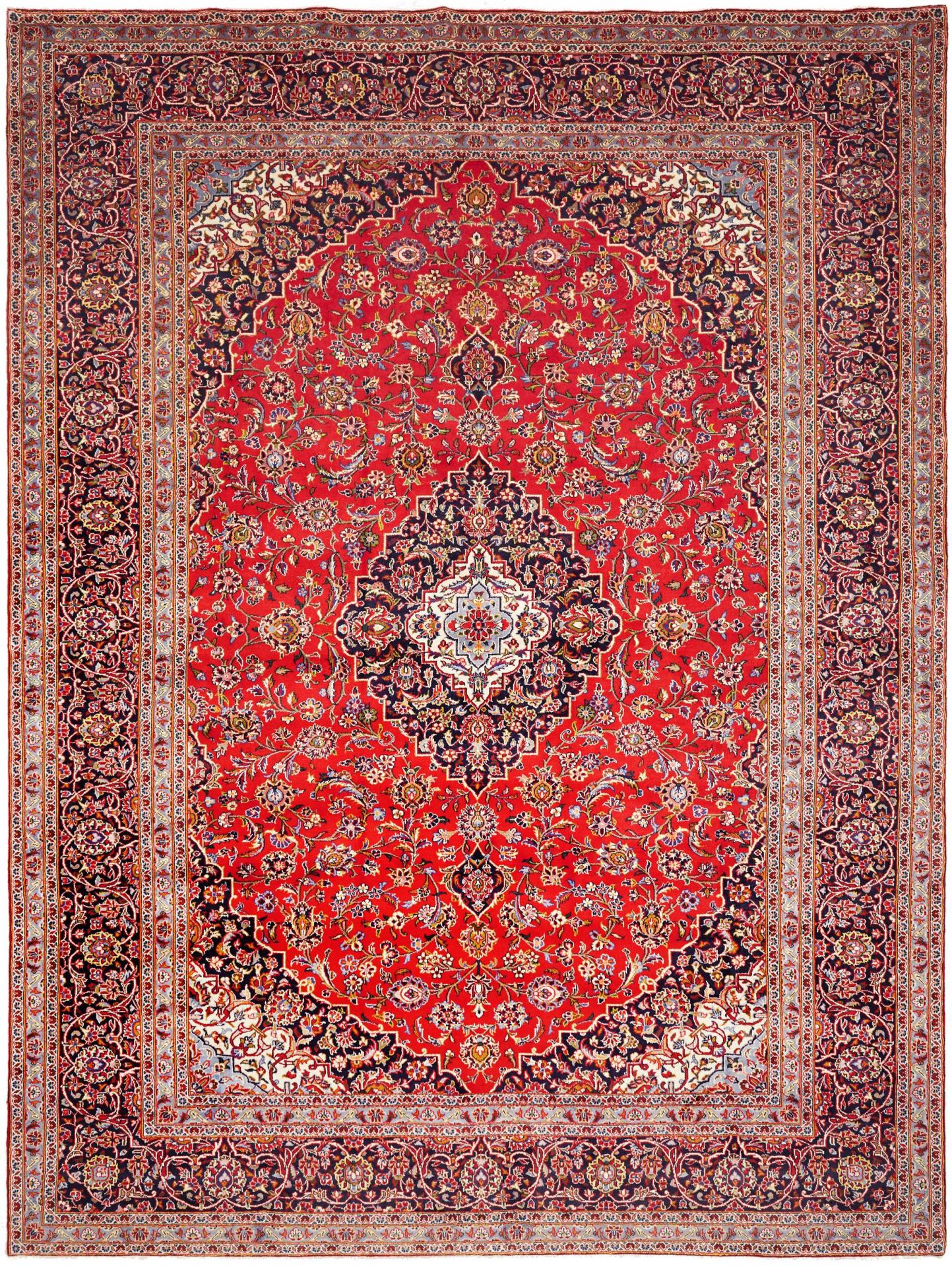 Hand-Knotted Wool Kashan Persian Rug, 301 × 402 cm