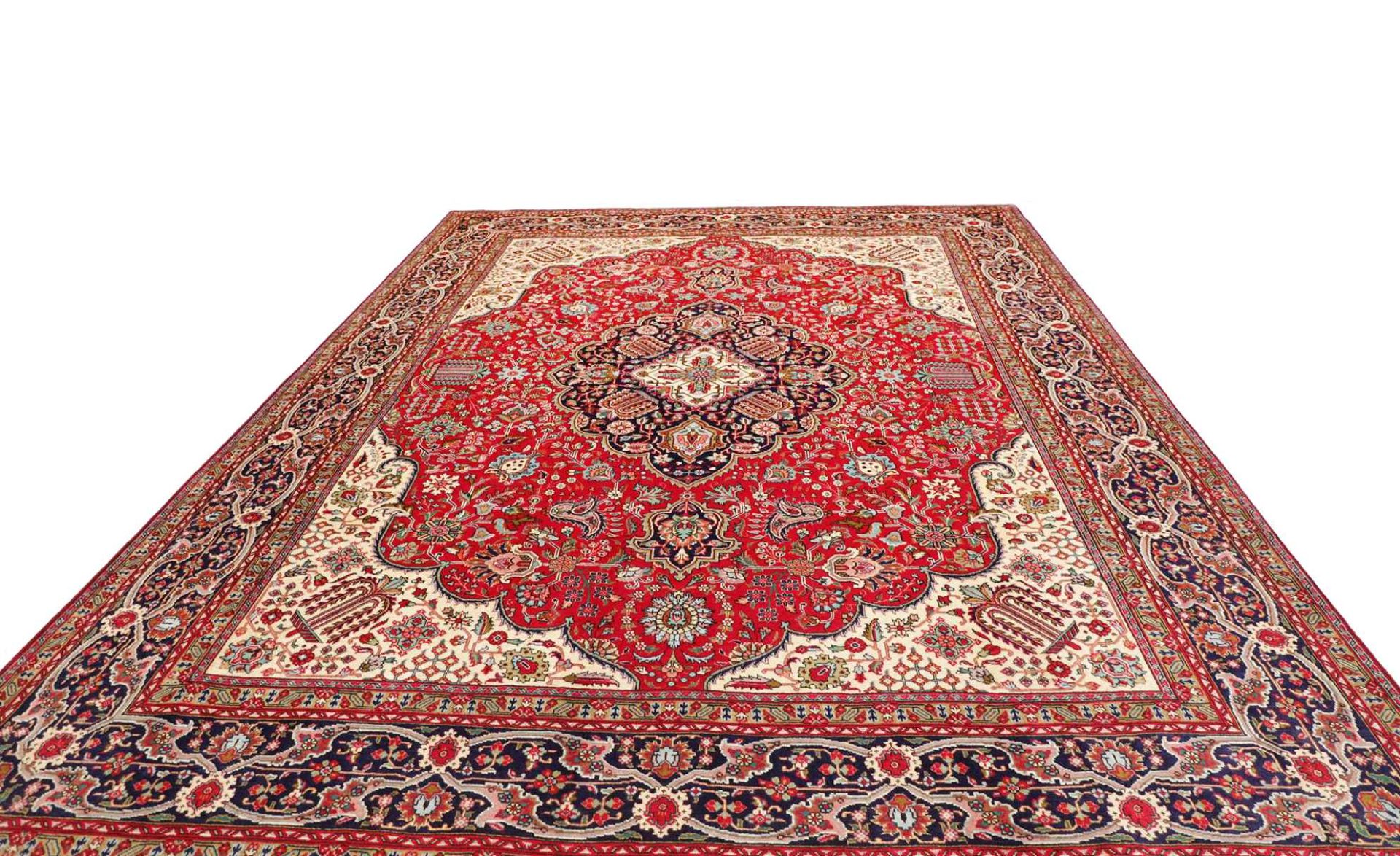 Hand-Knotted Wool Tabriz Persian Rug, 301 × 399 cm