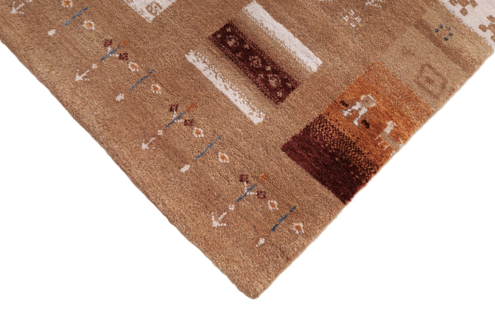 orientteppich-indien-251-x-179-cm-wolle-handgeknuepft-rot-orange-6 Hand-Knotted Wool Loribaft Indian Rug, 251 × 179 cm