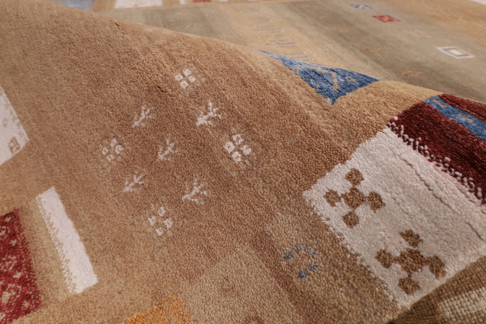 orientteppich-indien-251-x-179-cm-wolle-handgeknuepft-rot-orange-10 Hand-Knotted Wool Loribaft Indian Rug, 251 × 179 cm