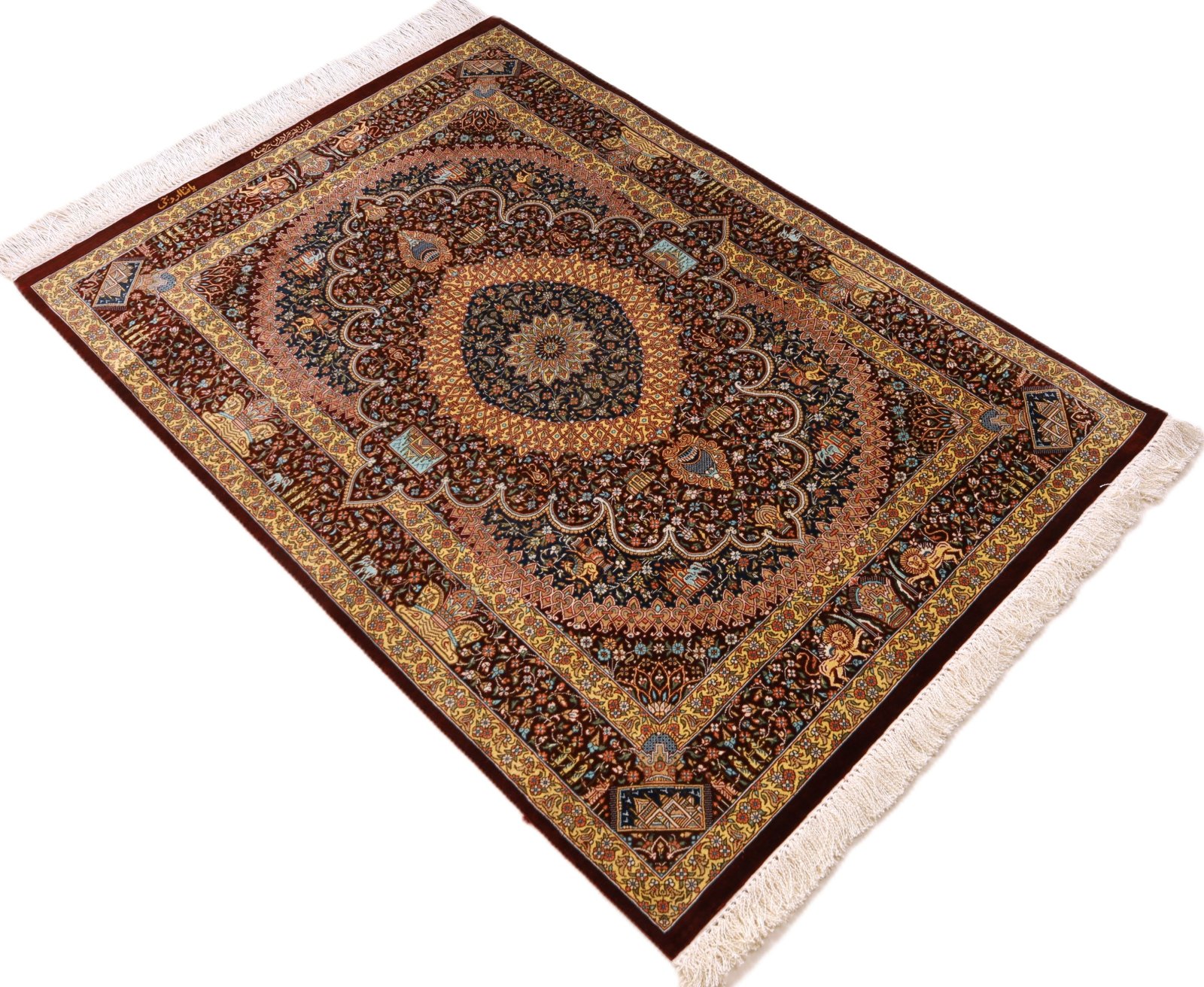 Qom Persian Rug 118 × 80 cm, Silk, hand-knotted