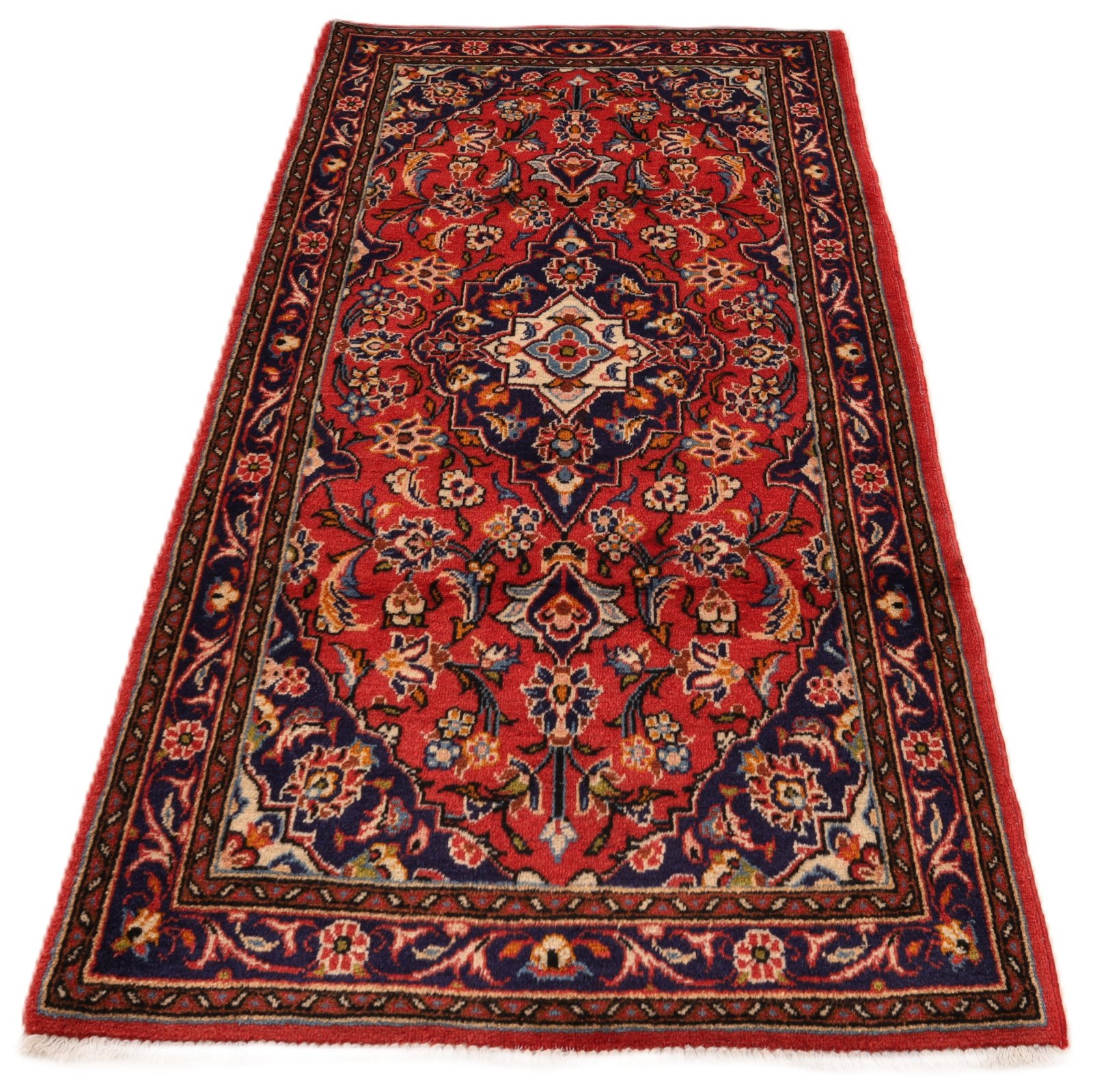 Hand-Knotted Wool Kashan Persian Rug, 148 × 79 cm