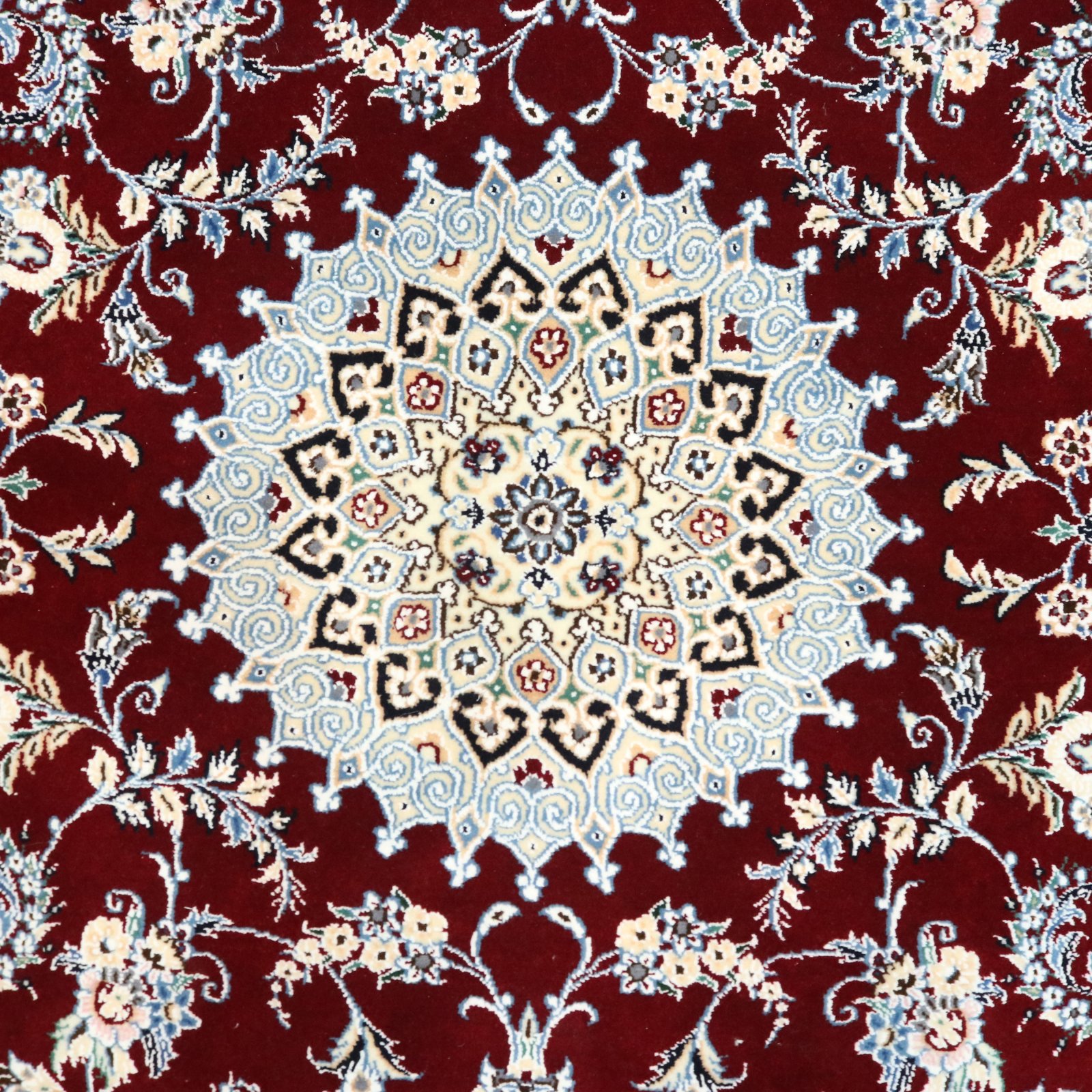Nain Persian Rug — hand-knotted, 145 × 145 cm, Wool & Silk